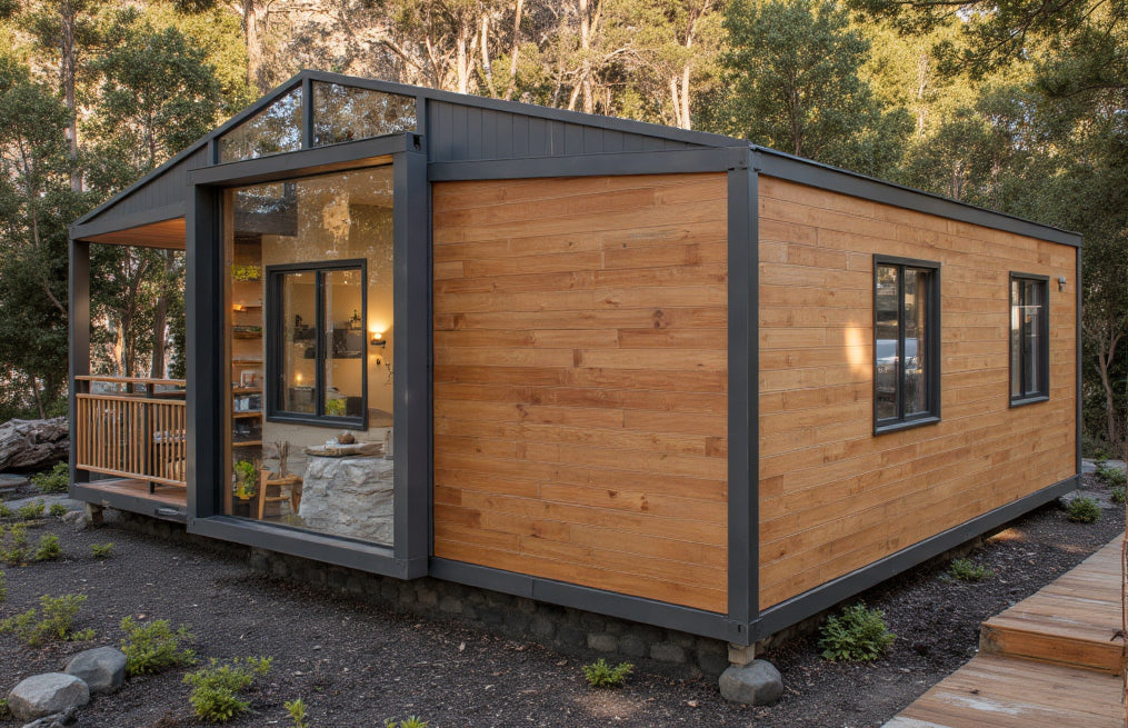 Expandable Tiny Home – Wood-Look Cabin Modular House